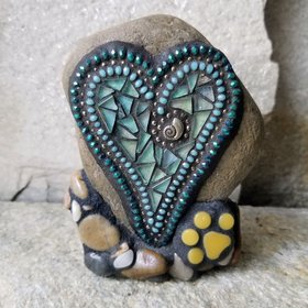 Light Blue Mosaic Heart Pet Memorial