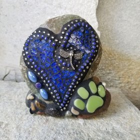 Blue Mosaic Heart Pet Memorial
