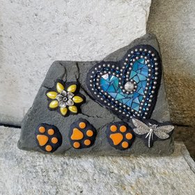 Iridescent Light Blue Mosaic Heart Pet Memorial