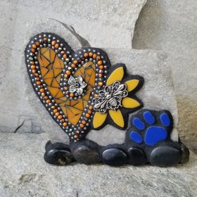Light Orange Mosaic Heart Pet Memorial