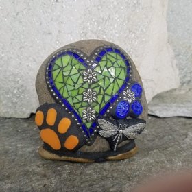 Light Lime Green Mosaic Heart Pet Memorial