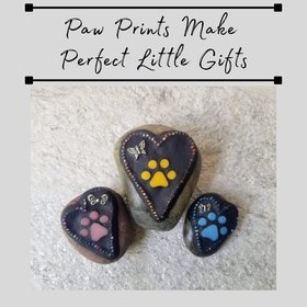 3 Little  Paw Prints, Group #8 Mosaic Stone, Pet Memorial, Garden Decor