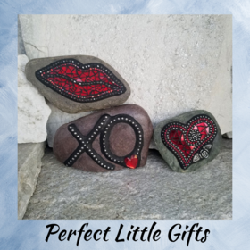 Hugs and Kisses Mosaic Garden Stone Set of 3  #1 Group Mosaic Hearts  