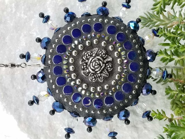 Blue Roses Mosaic Garden Wind Spinner, Home Decor, Garden Decor, Gardening Gift, (E)