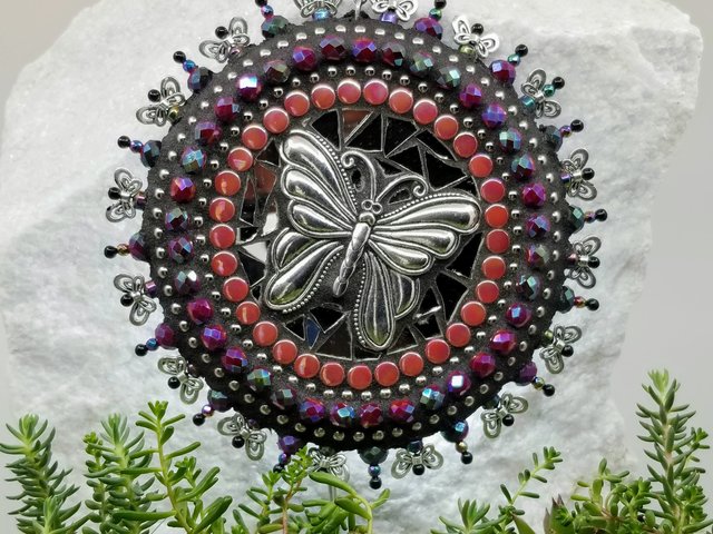 Butterfly Mosaic Garden Wind Spinner, Pinks, Home and Garden Decor, Gardening Gift,