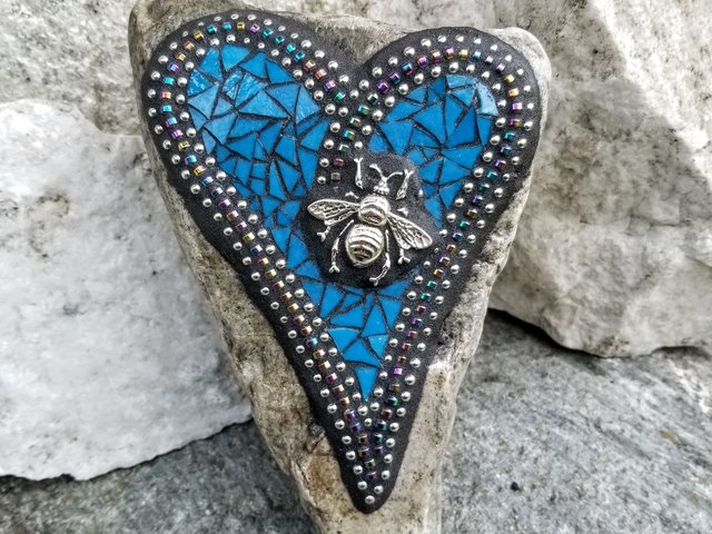 Cornflower Blue Heart,  Mosaic / Garden Stone