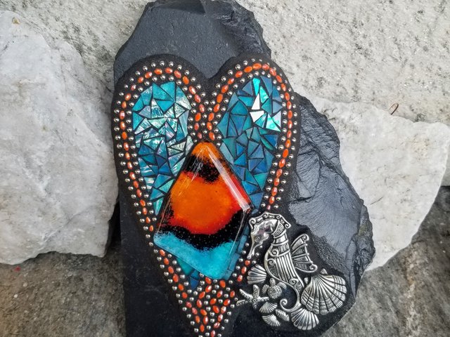 Sunset Wall Hanging Heart, Mosaic / Porch Decor, Wall Decor