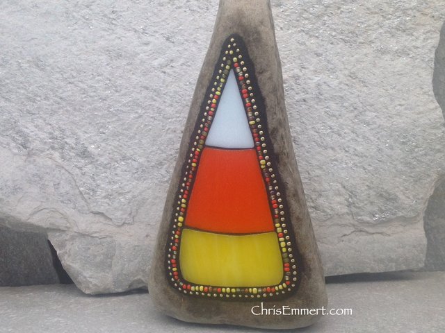 Tall Candy Corn Mosaic  / Garden Stone