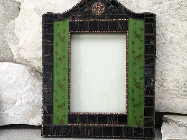 Vintage Look Mixed Media Mosaic Picture Frame, Home Decor