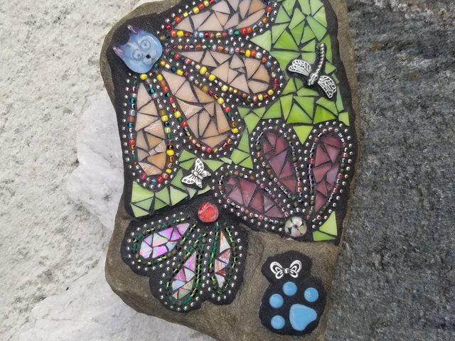 Kitty Cat Pet Memorial Mosaic Garden Stone